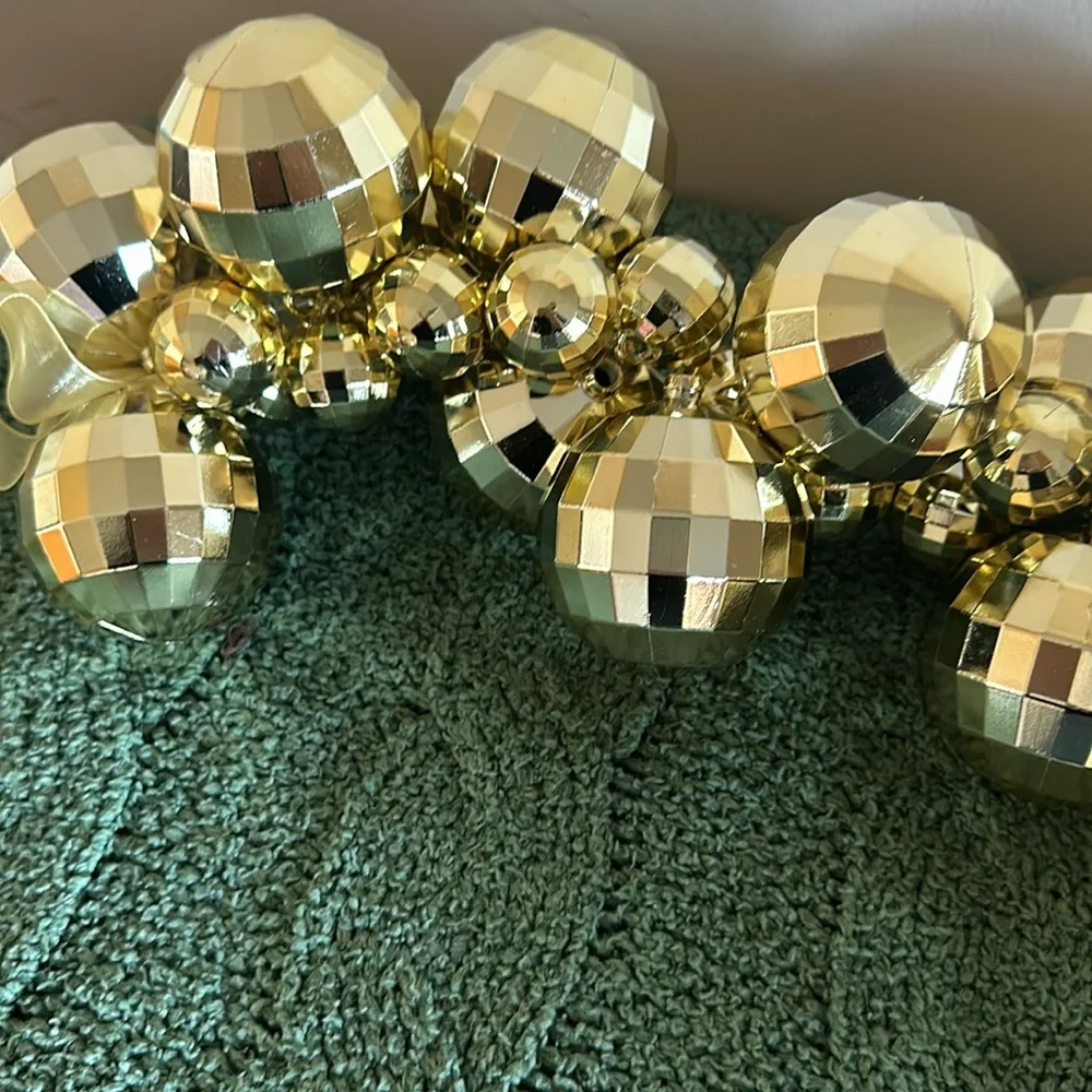 COPY - Christian Siriano Holiday Christmas Gold Ball Shatterproof Garland 6 Fee…
